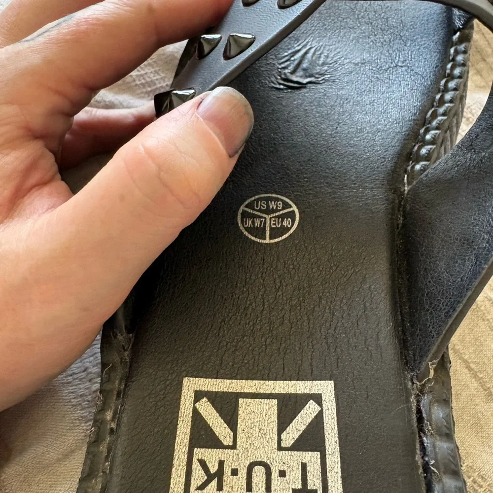 T.U.K Black Cross Strap Studded Sandal - Picture 4 of 5